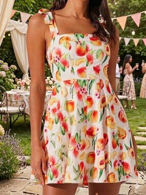 NWT ASTR DRESS WITH PEACHES, SIZE L